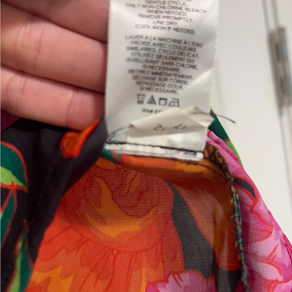 Express Black Blouse with Orange and Pink Floral Design - Picture 4 of 6